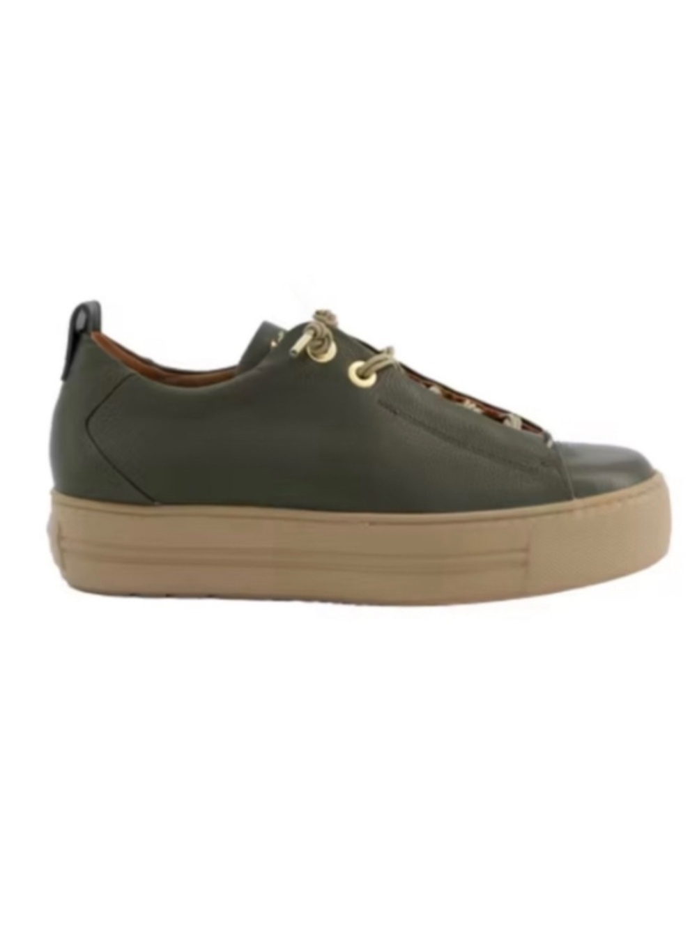 Leather Platform Sneaker Color olive green leather Never worn